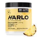 Harlo - Collagen & Kretine Electrolyte Drink Mix – Pineapple Salt Flavor – Hydrating Pre & Post Workout Toz – Supports Skin, Joints & Muscle Recovery – Sugar-Free Energy Boost