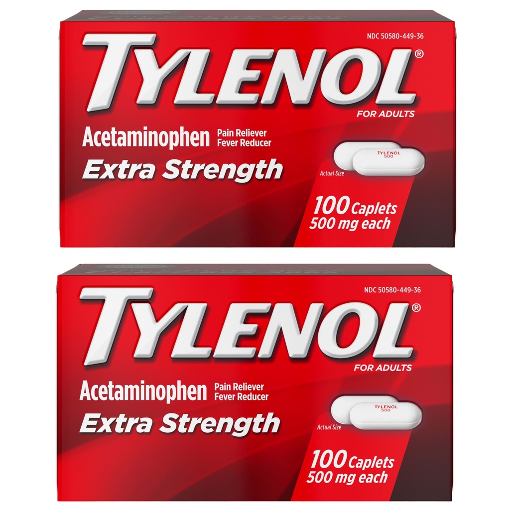 Tylenol Ekstra Güçlü Ağrı Reliever ve Ateş Ölçümü Caplets, 500 mg Acetaminophen, Baş Ağrısı Pilleri, Geriache, Toothache ve Minor Arthritis Pain Relief, 200 Count