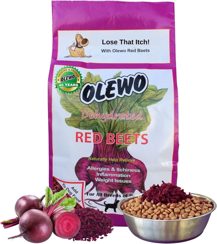 Olewo Original Red Beets for Dogs – Natural Dog Anti Itch, Dog Food Topper, Skin & Coat Support – Köpekler için Susuz Sebzeler, Köpek Tamamları ve Vitaminler için Toppers, Köpekler için Fiber, 5.5 lbs