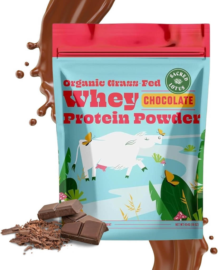 SunLife Organics Grass Fed Whey Protein Toz Çikolatası | Erkekler ve Kadınlar için 100 Organik Protein Toz, Doğal olarak Cacao, Coconut Creamer ve Stevia (16 Oz) 15 Hizmetler
