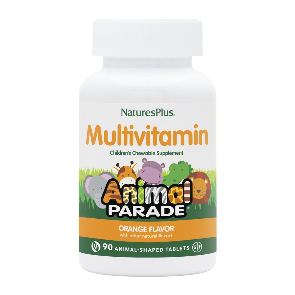 Natures Plus Animal Parade Children's Chewable Multivitamin - Orange Flavor - 90 Animal-Shaped Tabletler - Sağlık & Well-Being - Vegetarian, Gluten Free - 45 Hizmetler