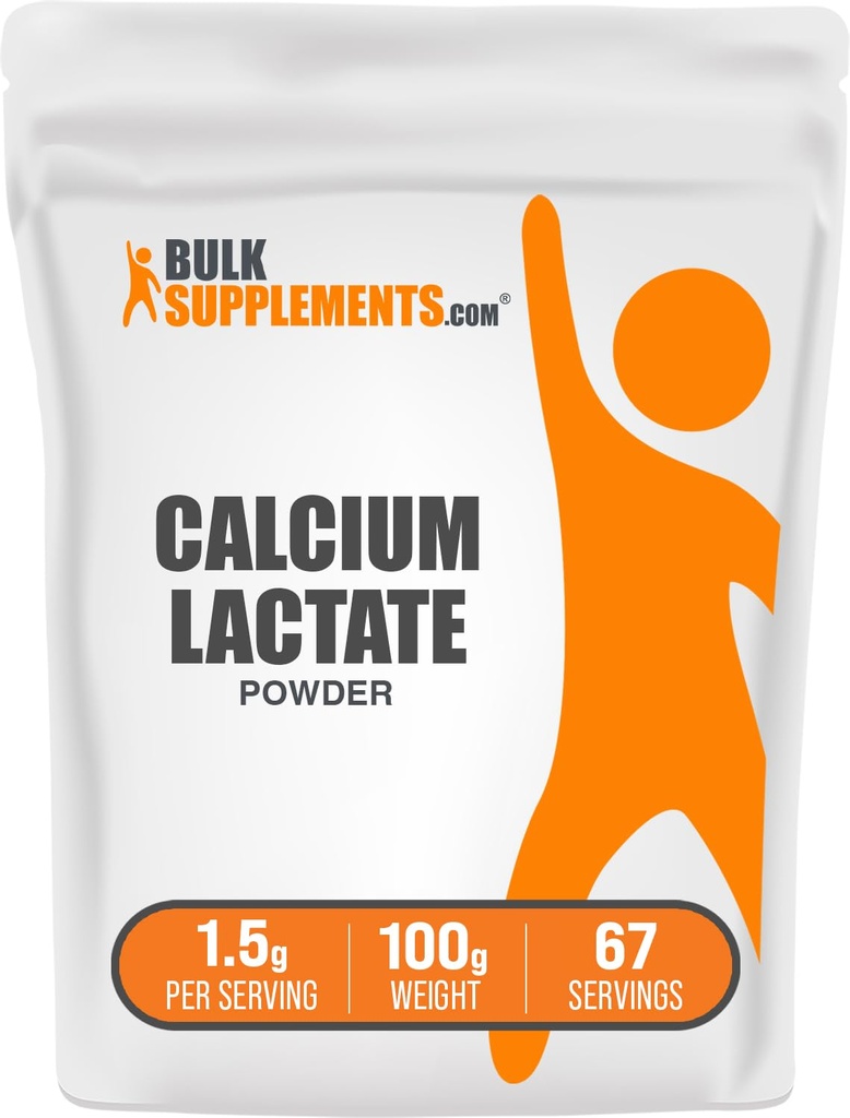 BulkSupplements.comuba Lactate Toz - Steel Supplement Toz, Food Grade - Pure & Gluten Free, 1.5g per Service, 100g (3.5 oz) (Pack of 1)