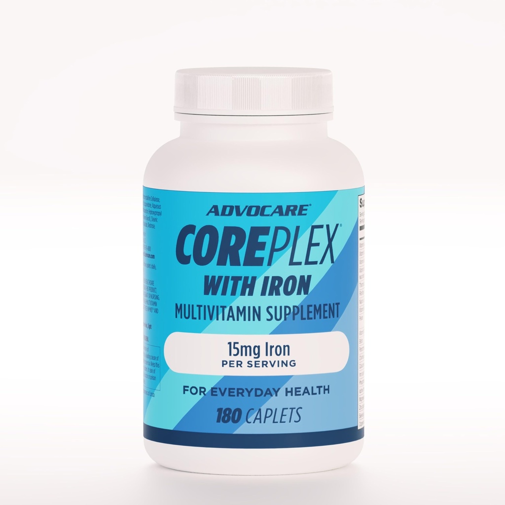 Demir ile AdvoCare CorePlex - Vitamin A, B-6, B-12, C & E - Ayrıca Thiamine, Folic Acid & Magnezyum - 180 Caplets