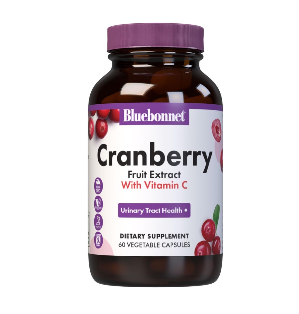 Bluebonnet Beslenme Cranberry Meyvesi, Urinary Tract Support*, Non-GMO, Kosher-Cerated, Vegan, Gluten-Free, Soy-Free, Dairy-Free, 60 Sebze Capsules, 60 Hizmetler