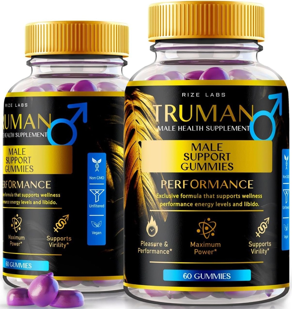 Laboratuvarları (2 Pack) Truman Gummies, Truman Performans Tamam İncelemeleri, Truman Gummy, TrumanMale Support, Tru Man All-Doğal Supplement, Gomitas (120 Gummies)