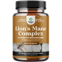 Gelişmiş Aslan'ın Mane Mushroom Supplement - Lions Mane Supplement Capsules with Reishi, Chaga, Maitake & Shiitake for Brain Health Memory Support & Focus - Nootropic for mental Clarity - 120 Caps