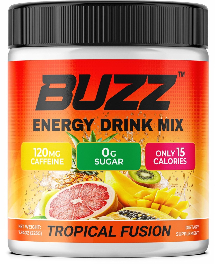 Enerji İçgörü Toz - Enerji Boost Drink Mix - Sugar-Free Energy with Antioksis - Morning Kickstart and Sports Nutrition Endurance Ürün - 30 Hizmet, 8 Ounces (Tropical Fusion)