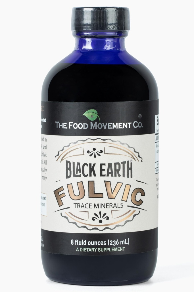 THE FOOD MOVEMENT CO. Black Earth Fulvic Acid - Humic Fulvic Minerals with Electrolytes for Digestive Health and Exercise Recovery, 8 oz Trace Minerals Supplement