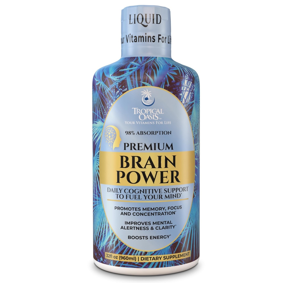 Tropikal Oasis - Beyin Gücü | Sıvı Nootropic Supplement - Ruh Clarity, Focus ve Memory Retention (Unflavored, 32 Hizmet)