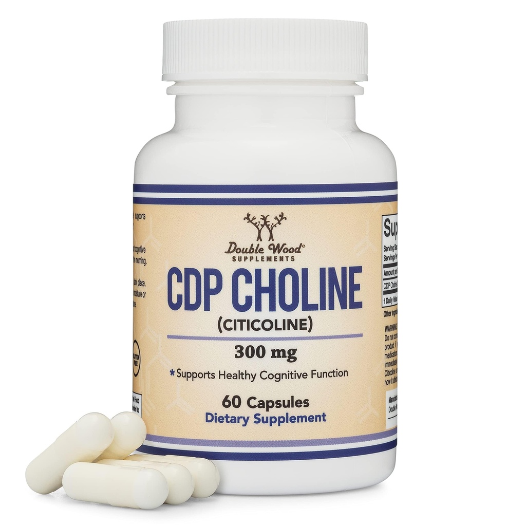 CDP Choline (Citicoline) Tamam, Farm Grade, Üçüncü Parti Test Edildi (60 Capsules 300 mg)