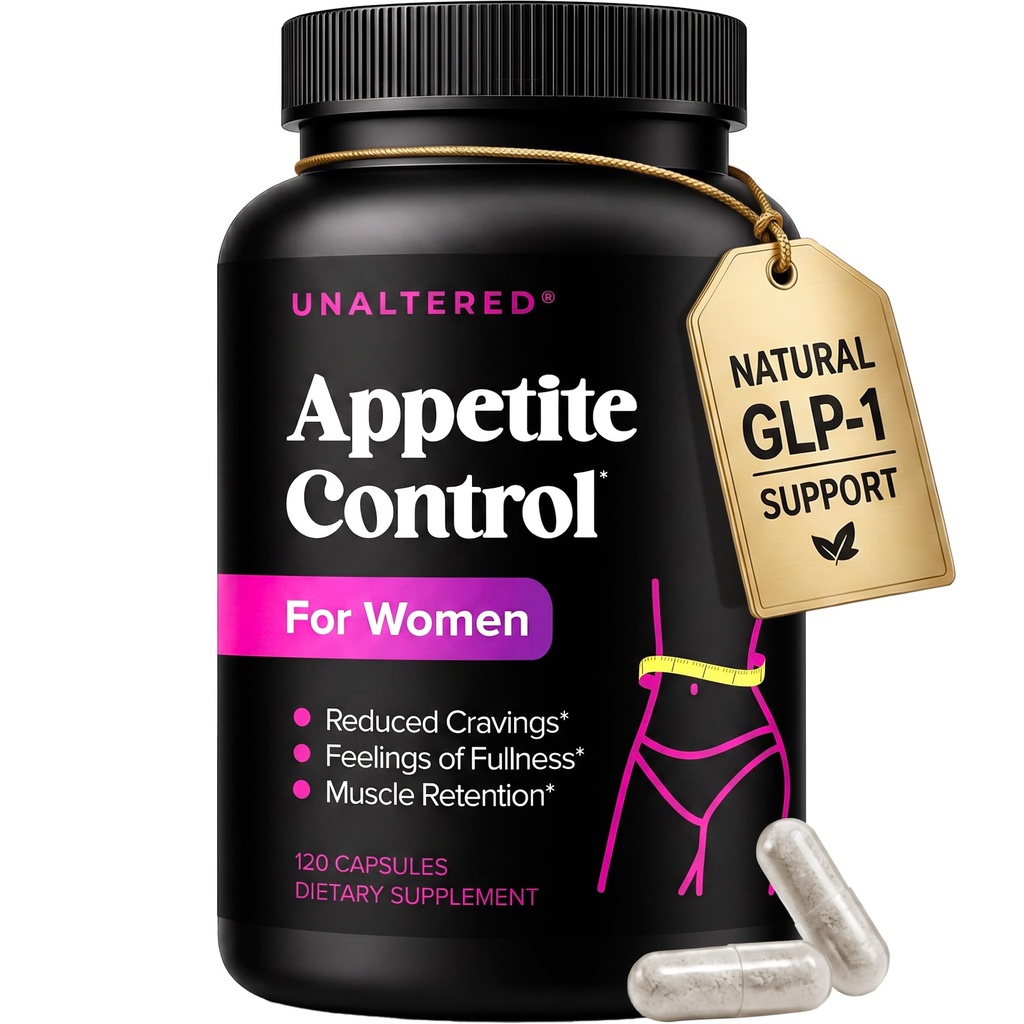 UNALTERED Appetite Suppressant for Women - Helps manage Cravings, Supports Fullness, & Supports Kilo Kaybı - Chromium Picolinate & Glucomannan - 120 Vegan Capsules