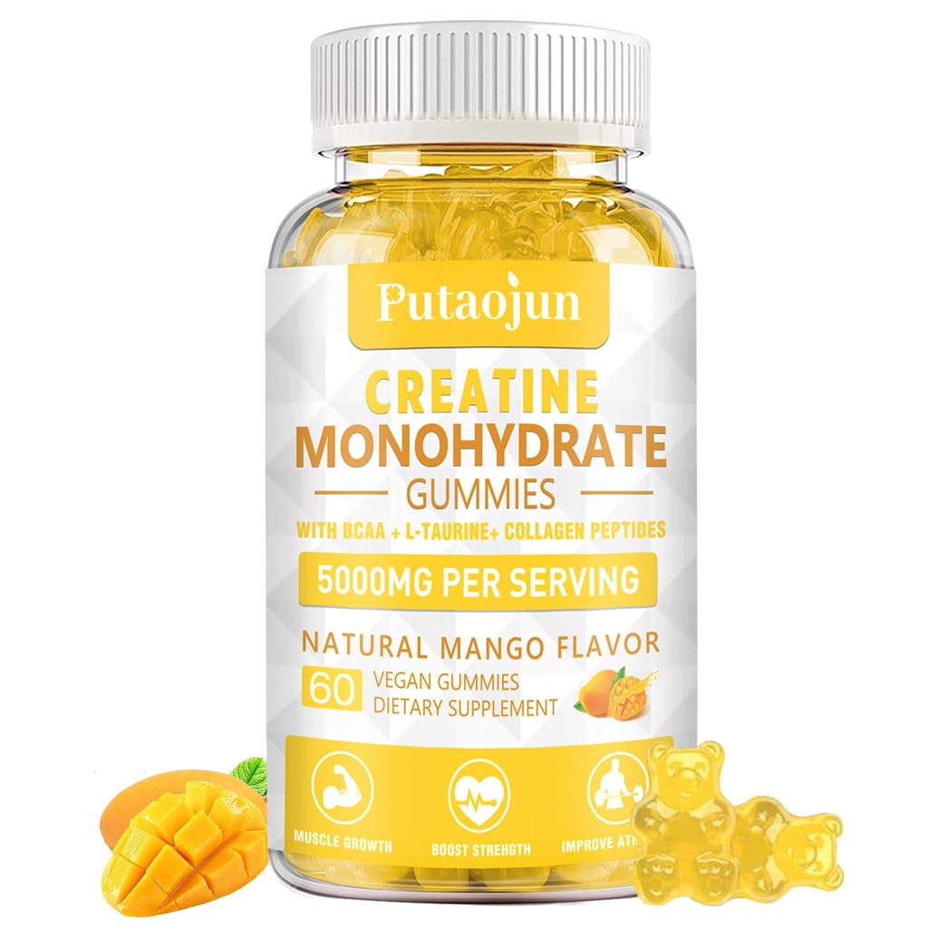 D3 & B12 Vitaminleri ile Kretine Monohidrat | Sugar-Free Hydrolyzed Collagen & Kretine Gummies | 60 Kont