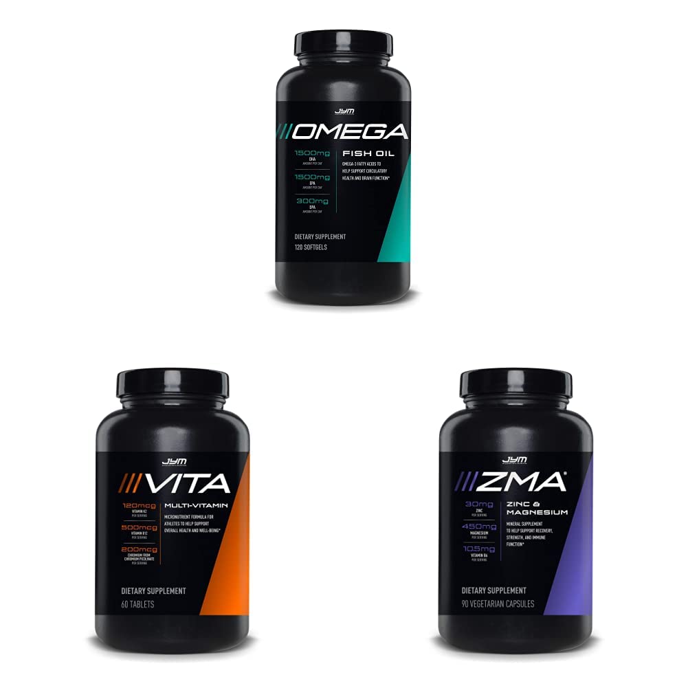 JYM Supplement Science Omega JYM Fish Oil + Vita JYM Sports Multivitamin & Mineral Desteği ZMA