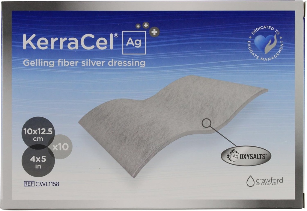 Ag 4" x 5" Gelling Fiber Gümüş Giyer (CWL1158) - Absorbs ve Isolates Yarası ve Kills Bakterileri, Micro-Contours to Yara Yatak, Sağlıklı Moisture Seviyeleri (10'un Kutusu)