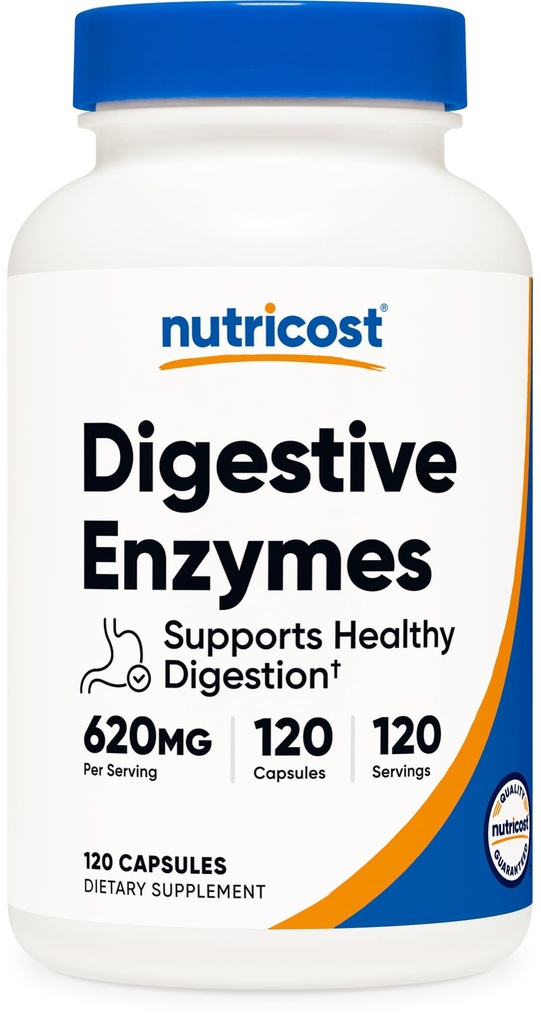 Nutricost Digestive Enzymes 620 mg, 120 Capsules - Tamam Digestive Enzyme Supplement