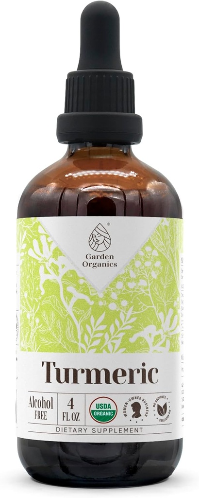 Turmeric USDA Organik Alkol Ücretsiz Ekstraksiyon | Diyetsel Tamam, Yüksek Yeterlilik Tincture | Doğal sertifikalı Organik Turmeric (Curcuma Longa) kuru Kök (4 oz)