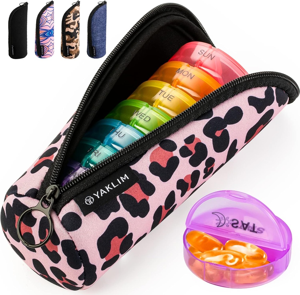 Yaklim Pill 1 Times bir gün, Ultralight Travel Pill Box, Haftalık Pill konteynerleri 7 Gün Portatif Vitamin Balık Yağları Tamamlanan
