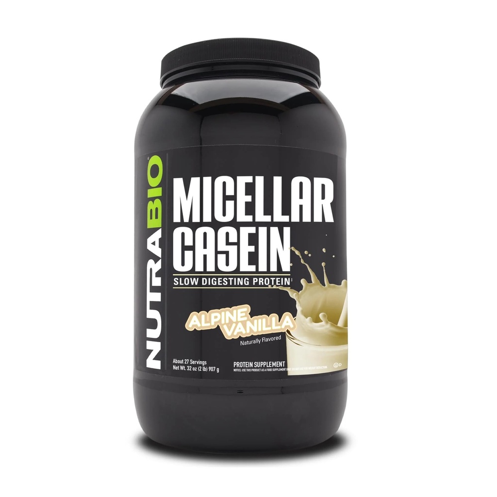 NutraBio Casein Protein Toz, Micellar Casien Toz, 25g Slow Digesting Protein, Size Tam, Gece Kas Kurtarma ve Büyüme, BCAA & EAA, Gluten Free, Soy Free, 2lb Vanilla