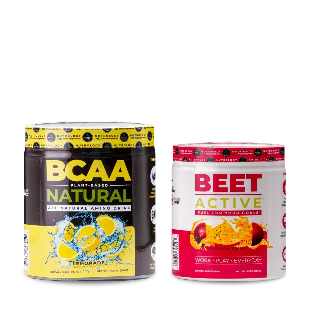 Nutrology BCAA Natural, Plant based BCAA Toz, Lemonade Flavor (30 hizmet) Arıt Active, Natural Pre-Workout Toz, Passion Fruit Flavor (30 hizmet)
