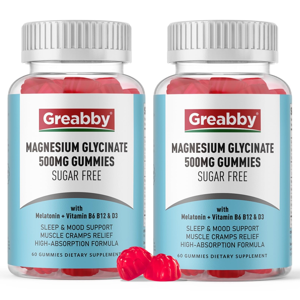 Magnezyum Glycinate Gummies 500 mg for Yetişkinler Sleep Support, Chewable Magnezyum Gummies for Women & Men, Muscle Relief & Magnezyum Supply (120 Gummies)