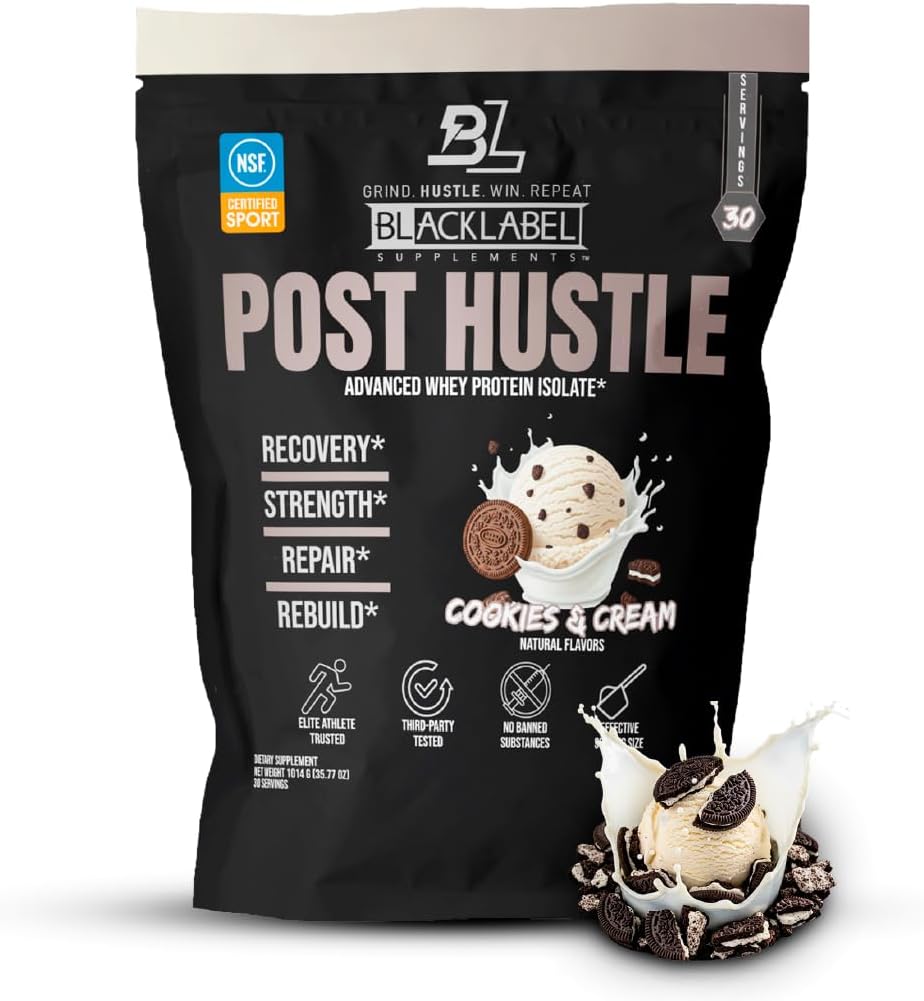 BLACKLABEL Supplements Post Hustle Post Workout protein Toz, 30 Hizmet - NSF Spor Whey Isolate Protein Tozu için Digestive Enzymes - Kurabiyeler & Krem