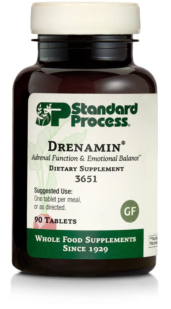 Standart Süreç Drenamin - Sağlıklı Stres Yanıtı için Adrenal Fonksiyonl Supplement - Sağlıklı Enerji Üretimi ve Metabolism - Gluten-Free, Non-Dairy & Non-Soy - 90 Tabletler (90 Hizmetler)