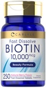 Carlyle Biotin 10000 Telefon | 250 Hızlı Dissolve Tabletler | Max Strength | Vegetarian, Non-GMO, Gluten Free Supplement Supplement Supplement