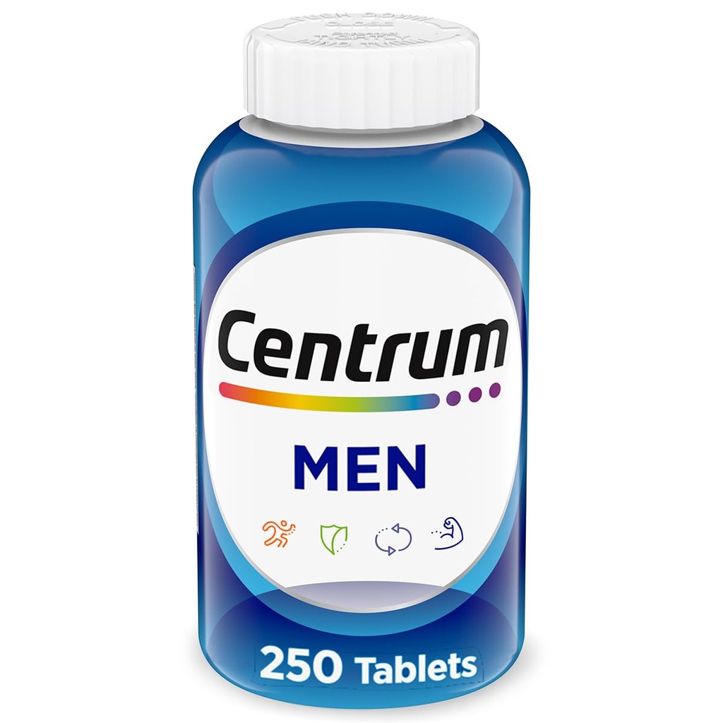 Centrum Multivitamin for Men, Multivitamin/Multimineral Supplement with Vitamin D3, B Vitaminleri ve Antioksis, Gluten Free, Non-GMO Malzemeler - 250