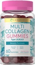 Carlyle Collagen Gummies | 60 Kont | Multi Collagen Kompleksi | Beauty Formula Supplement | Karma Berry Flavor | Non-GMO, Gluten Free