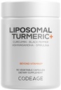 Kodage Organic Turmeric Supplement -% 95 Curcumin Extract Pills - Liposomal Fermented Botanical Cool Black Pepper, Ashwagandha, Ginger, Stephania, Boswelia, Cumin, Digestive Bitters - 90 Capsules