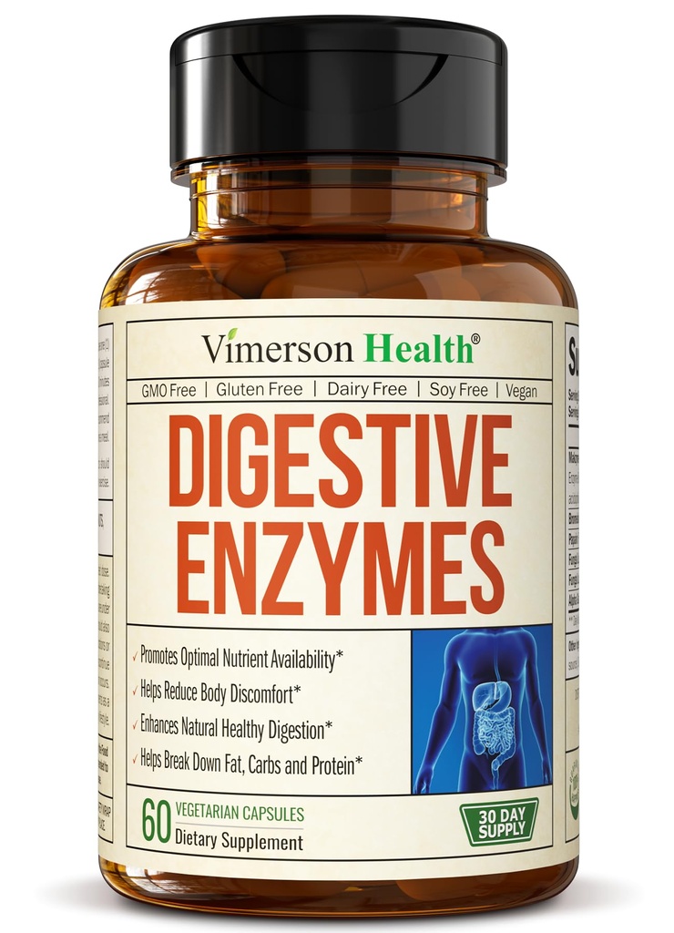 Digestive Enzymes - Probiyotik Multi Enzyme (Enzimas Digestivas) - Benzersiz Makzyme-Pro Formula - Digestion için Gelişmiş Enzymes, Bowel Hareketler ve Nutrient Aborpsiyon. 60 Caps
