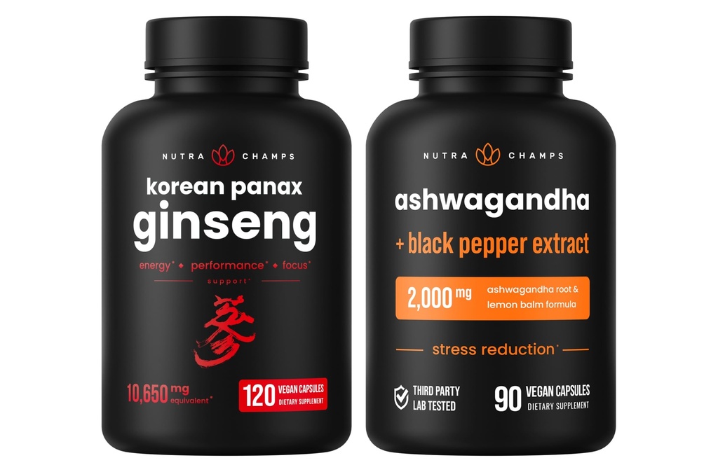 NutraChamps Koreli 185 Capsules ve Ashwagandha Capsules 2 Pack