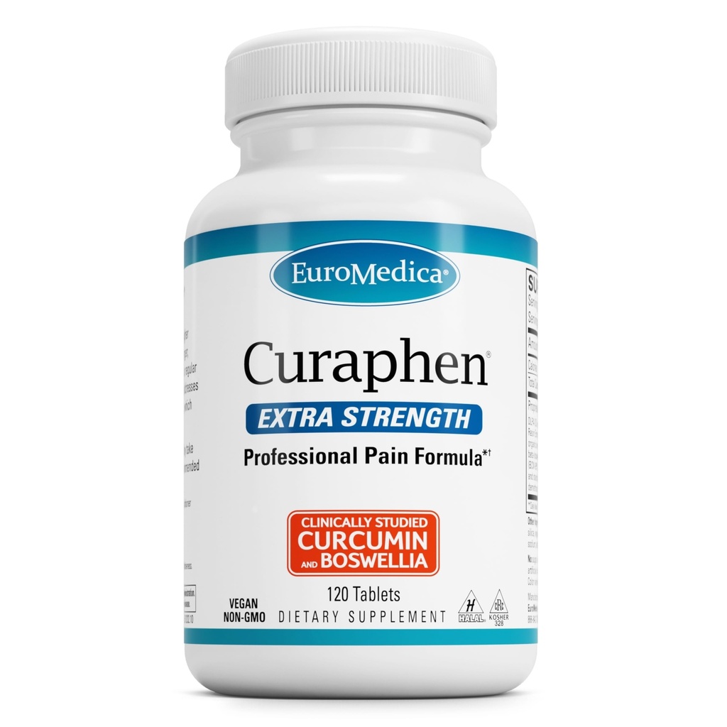 EuroMedica Curaphen Extra Strength - Curcumin & Boswellia Supplement for Health Circulation Support - Turmeric Supplement to Support Commons, Muscle Health & Endorphin Production - 120 Tablets