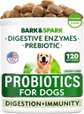 BARK&SPARK Dog Probiyotik Chews - Gas, Diarrhea, Allergies - Enzymes + Prebiyotiks - Chewable Fiber - Digestion, Immunity - USA Made - 90 Ct - Chicken