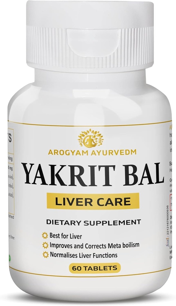 Dr. Pushp's AROGYAM AYURVEDM YAKRIT BAL | Liver Support, Helps in Detoxing Liver - 60 Tabletlerin Paketi