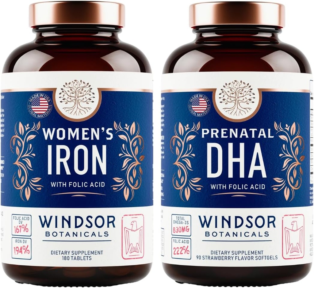 GDSOR BOTANICALS Prenatal DHA ve Folic Acid ile Kadınlar için Demir Pilleri - Prenatal Vitamin Paketi