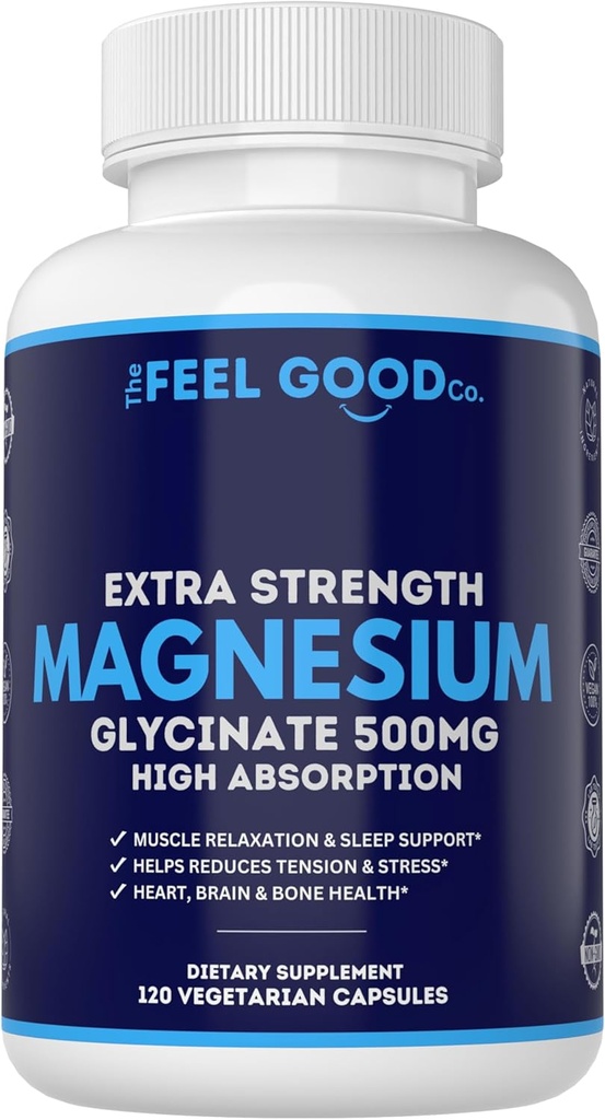 Magnesium Glycinate 500mg Pure Night Sleep, 120 Capsules, High Absorption - Non-GMO, Gluten Free, Vegan, Organic - Supplement for Sleep, Heart Health Nerves, Bones, Muscles - Massive 4 Month Supply