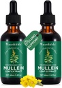 Lungs Health için 2 Adet Organik Sıvı Mullein Ekstraksiyonu - Vegan, Sağlık Desteği için Hiçbir Katkı Bronchial Cleanse - 2 fl oz Mullein Drops