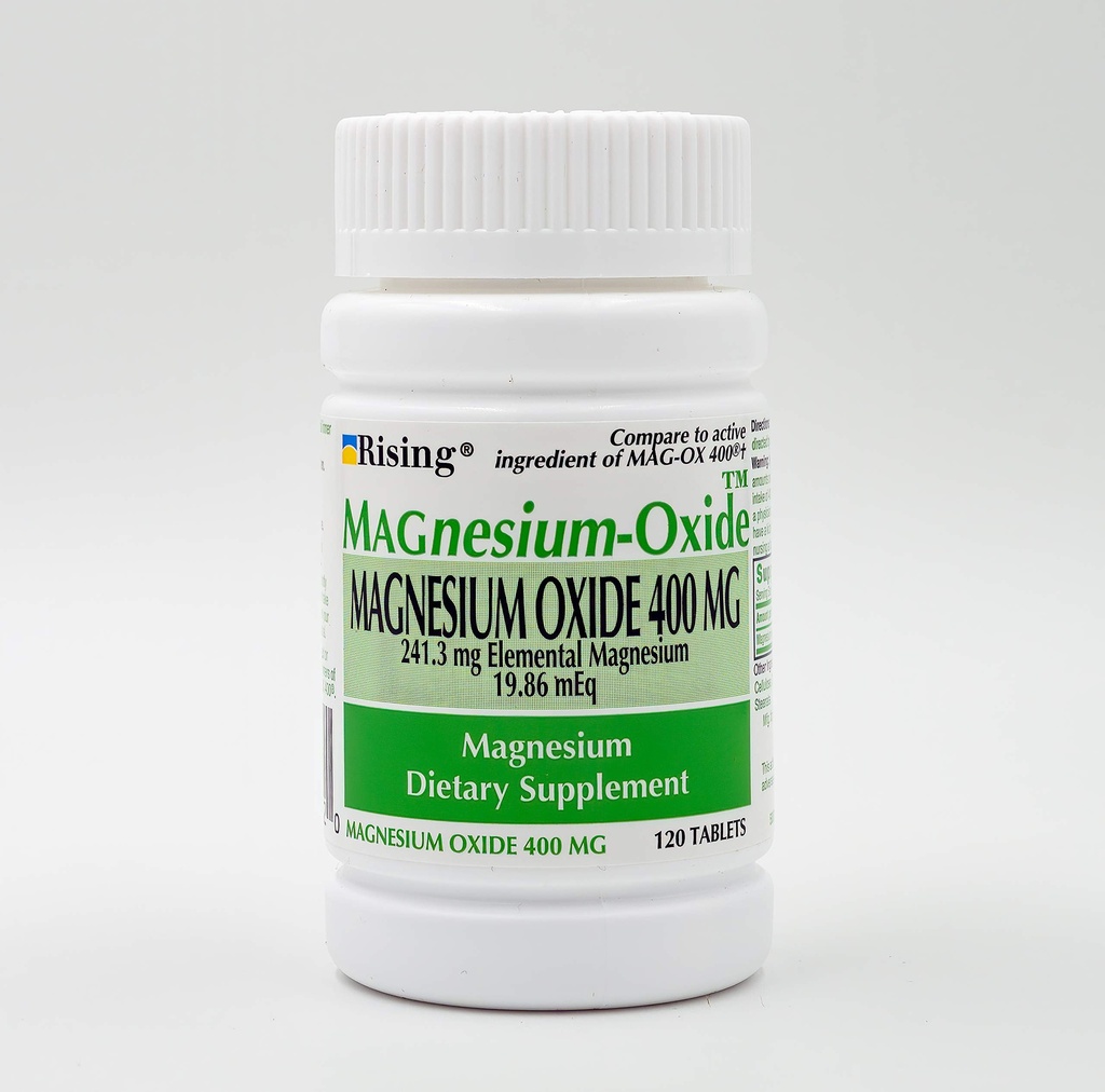 Rising Pharma - Oksit Magnezyum 400 mg - Elemental Diyet Magnezyumer Supplement - 120 Kont...