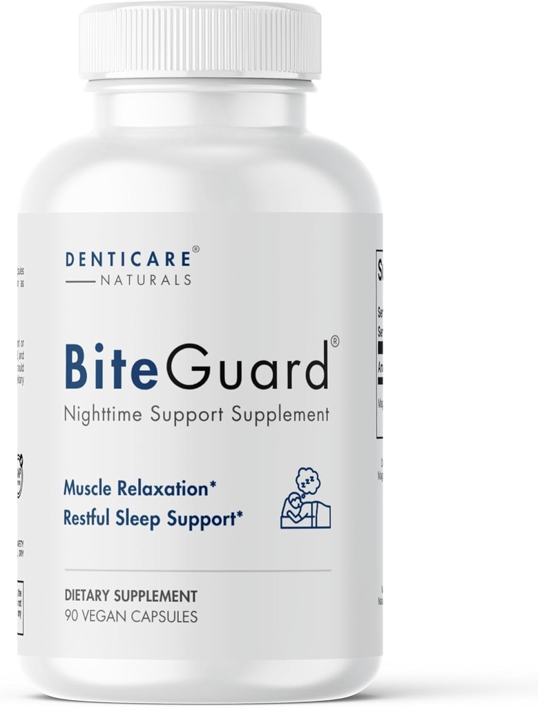 Denticare Bite-Guard for Teeth Lagoon & Clenching, TMJ Relief, Calms Jaw with Magnezyum - 90 Caps Jaw