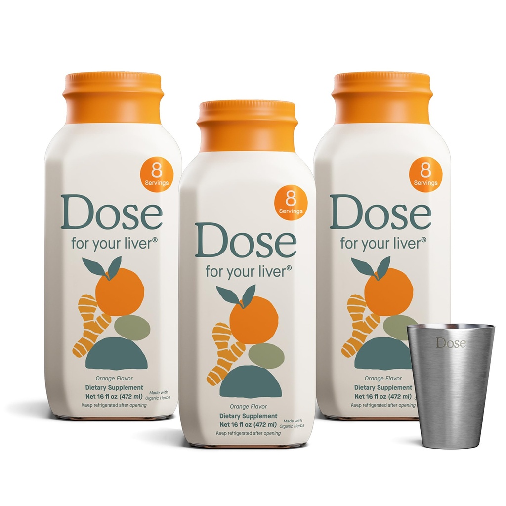 Liver Cleanse Detox & Tamir için DOSE, Organik Süt Butle Supplement ile Turmeric, Dandelion, Ginger ve Orange, Sağlıklı Canlı Fonksiyonlar,16oz Şişe, 3 Pack (3 Hafta Supply)