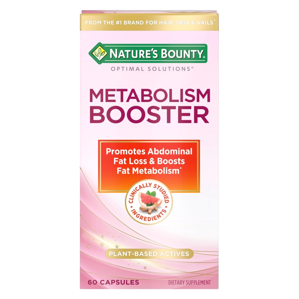 Nature's Bounty Optimal Solutions Metabolism ATM Supplement, Boosts Fat Metabolism, Citrus Extracts ve Black Ginger ile, 60 Capsules
