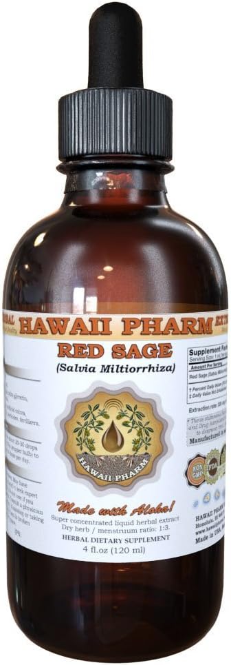 HawaiiPharm Red Sage (Salvia Miltiorrhiza) Sıvı Ekstraksiyon, Tincture, Herbal Supplement, ABD'de yapıldı, 2 fl.oz