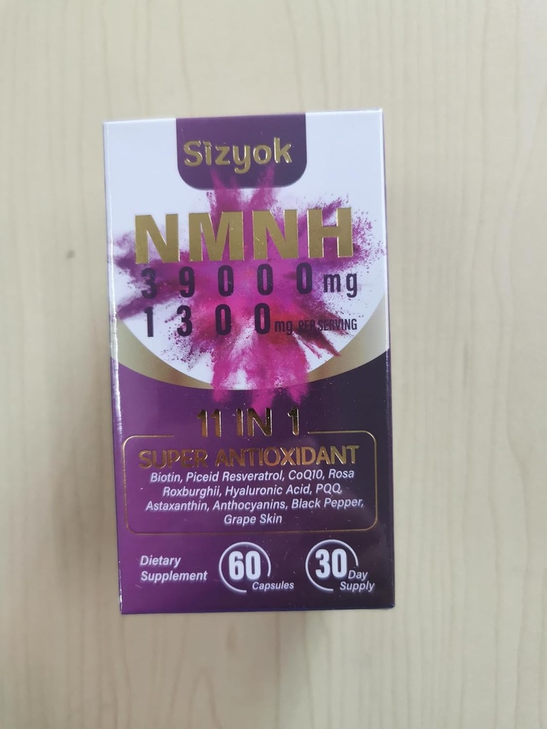 NMNH Supplement (Dihidrnicotinamid Mononüotid) 600 mg,NAD Resveratrol, CoQ10, Biotin & Hyaluronic Asit | Destek Hücreleri Enerji, Metabolism & Skin Wellness
