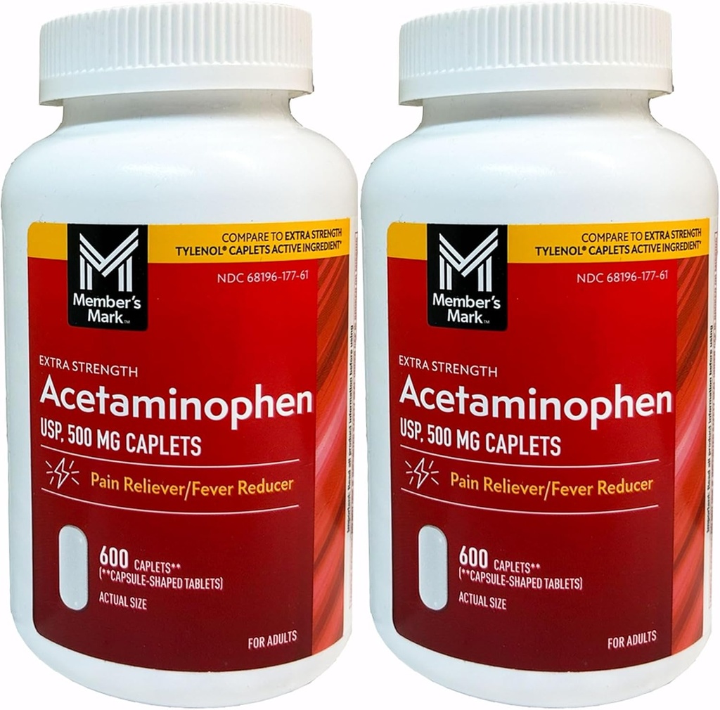 Üye'nin Mark 500 mg Ekstra Kuvvet Acetaminophen MegaSize 2Pack (600 Count each) 7hm2Dcs