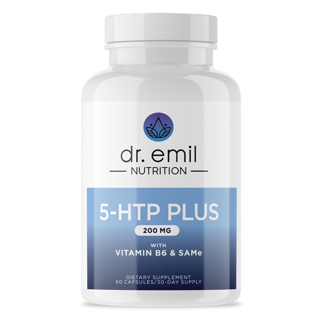 DR. EMIL NUTRITION 200 MG 5HTP SAM-e ile Normal Sağlıklı Uykuyu Korumak ve Bir Şeyin Bir Şeyi Yaratmak - B6-60 Vegan Capsules ile 5HTP Supplement, 30 Hizmet