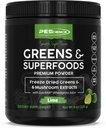 PE Science Greens Toz Superfood with Natural Chlorophyll, Reishi & Turkey Tail Mushroom Tozs, Freeze-Dried Kale, Spinach, Broccoli Sprouts, Lime Flavor, 30 Hizmetler