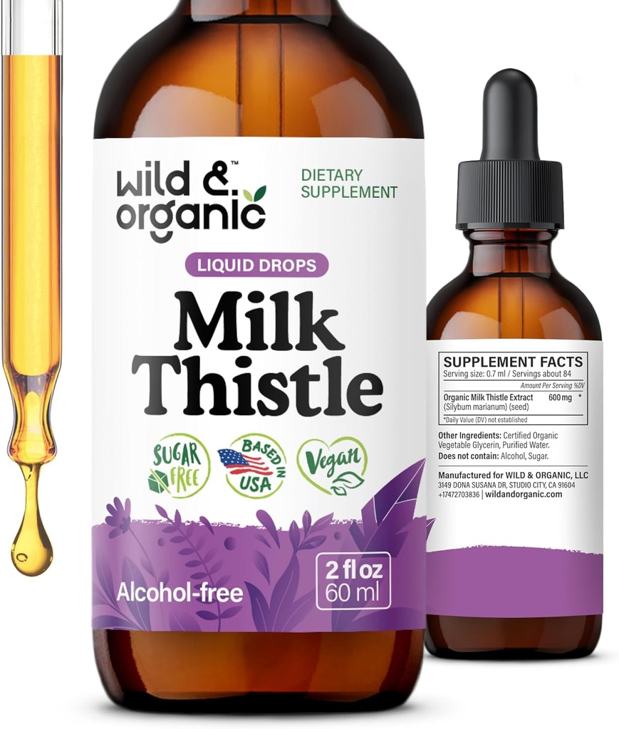 Vahşi ve Organik Süt Butle Ekstralar - Liver Cleanse Support - Süt Butle Liver Detox Tincture - Silymarin Supplement - Silybum Marianum Tohumları - Vegan, Sugar & Alkol-Free - 2 f ozzle Liver Detox Tincture - Silymarin Supplement - Silybum Marianum Tohumları - Vegan, Sugar & Alkol-Free - 2