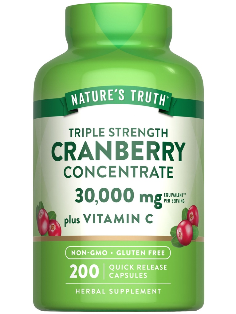 Nature's Truth Cranberry Templs | Plus Vitamin C | 30.000 mg | 200 Hızlı Yayın Kapsülleri | Non-GMO & Gluten Ücretsiz Supplement Supplement