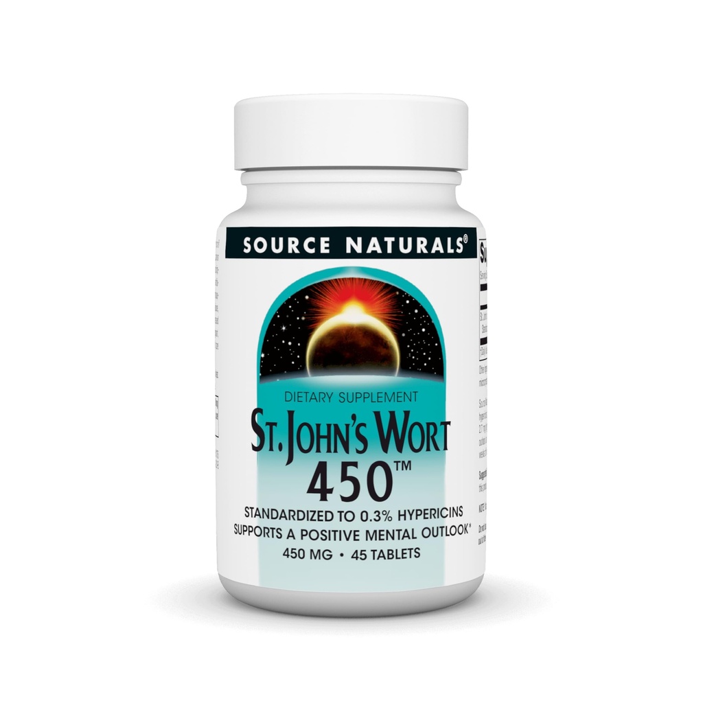 Source Naturals St. John's Wort 450 mg Olumlu Bir Zihinsel Bakış Destekliyor - 45 Tablet